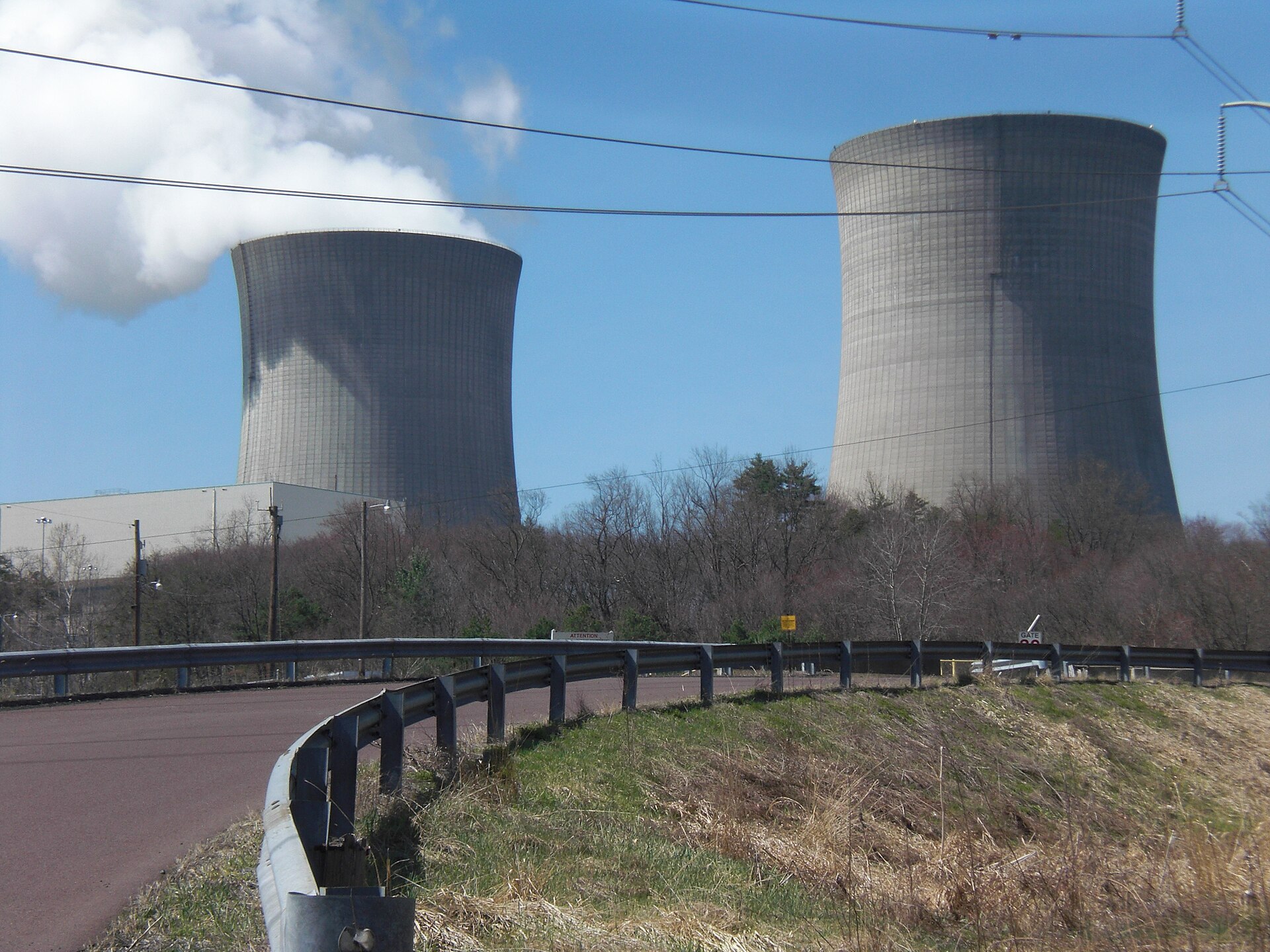 Cooling towers of a nuclear power plant seen from the east